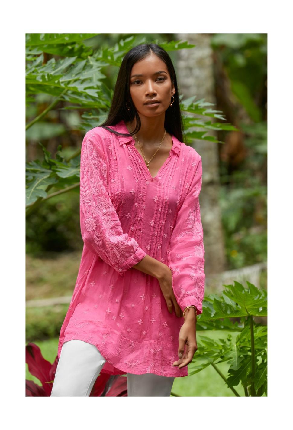 Women Tops | Johnny Was Marti Vera Tunic Hot Pink