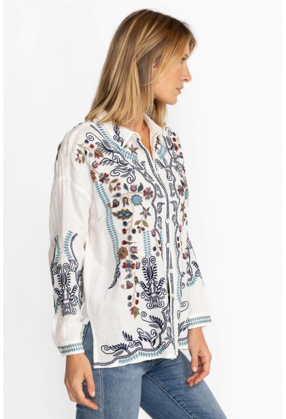 Women Tops | Johnny Was Merrick Blouse Natural