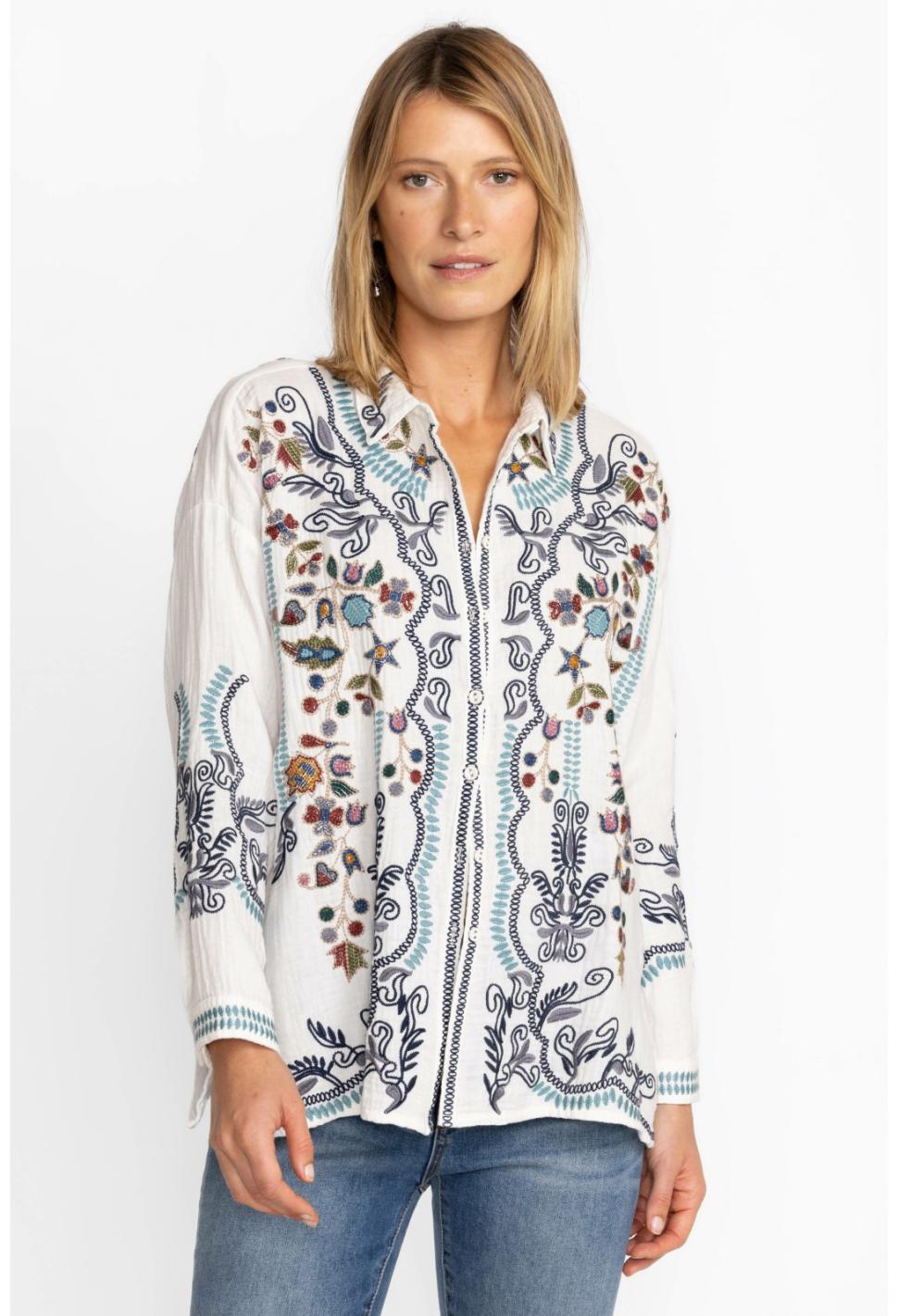 Women Tops | Johnny Was Merrick Blouse Natural