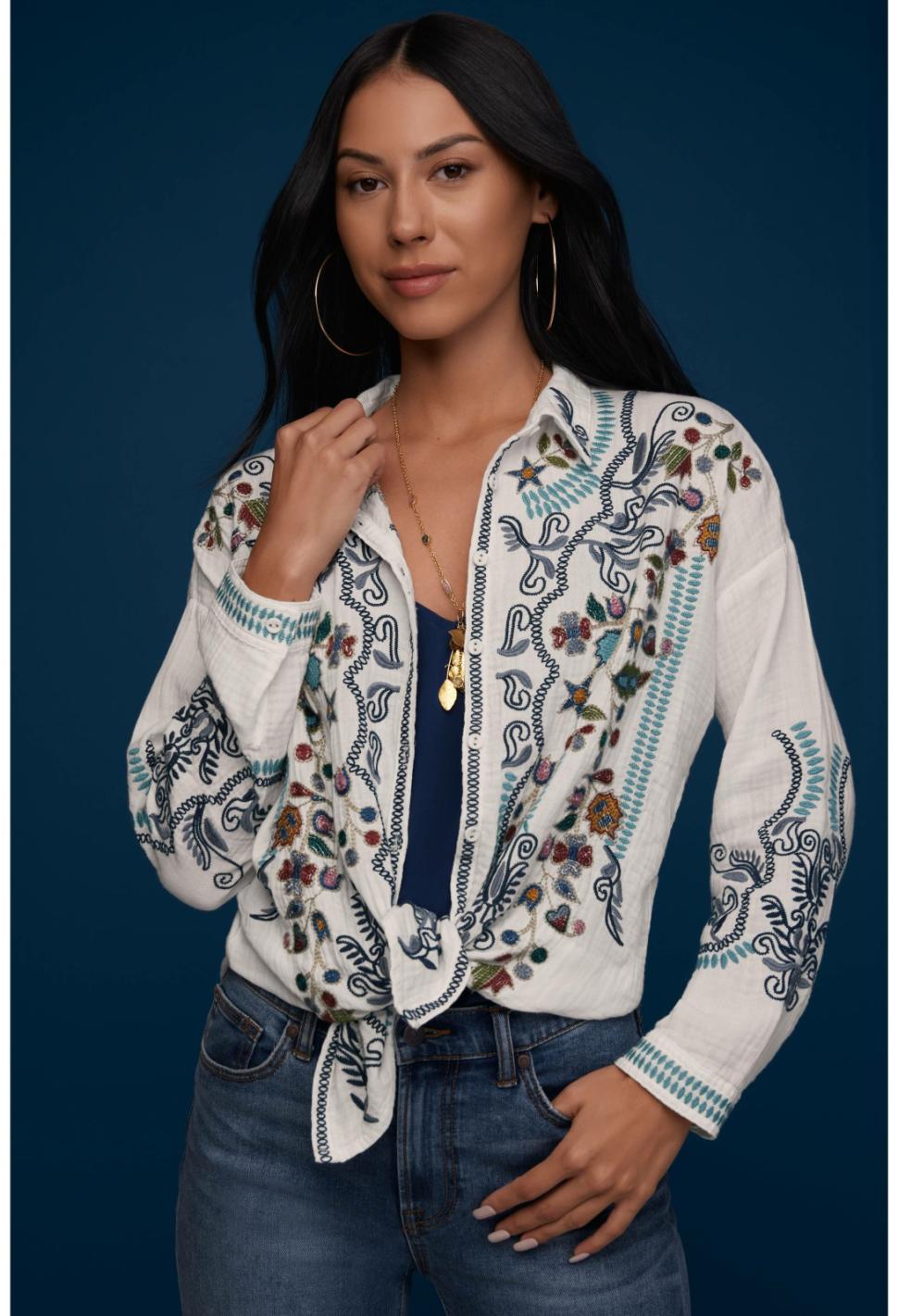 Women Tops | Johnny Was Merrick Blouse Natural