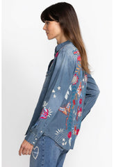 Women Tops | Johnny Was Mika Denim Pocket Shirt Denim Blue