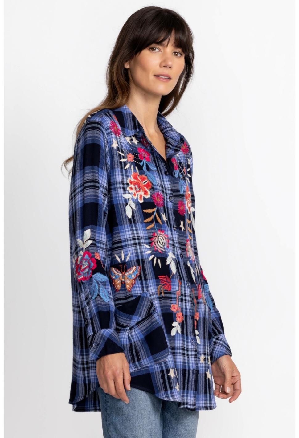 Women Tops | Johnny Was Mika Painters Smock Tunic Plaid