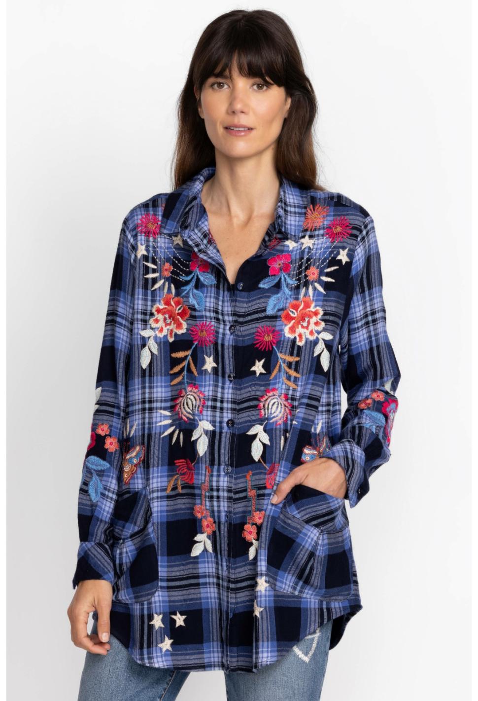 Women Tops | Johnny Was Mika Painters Smock Tunic Plaid