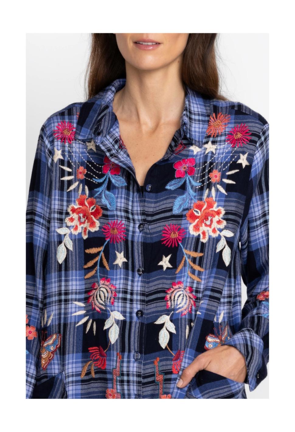 Women Tops | Johnny Was Mika Painters Smock Tunic Plaid