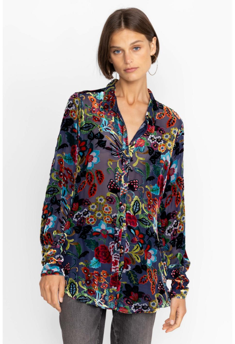 Women Tops | Johnny Was Minto Burnout Yrene Blouse Minto