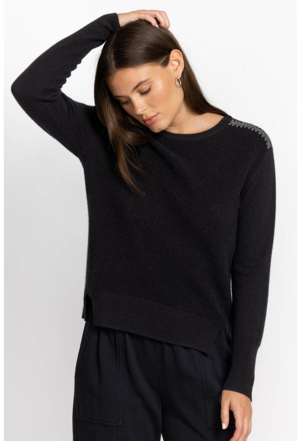 Women Tops | Johnny Was Mishika Waffle Pullover Black
