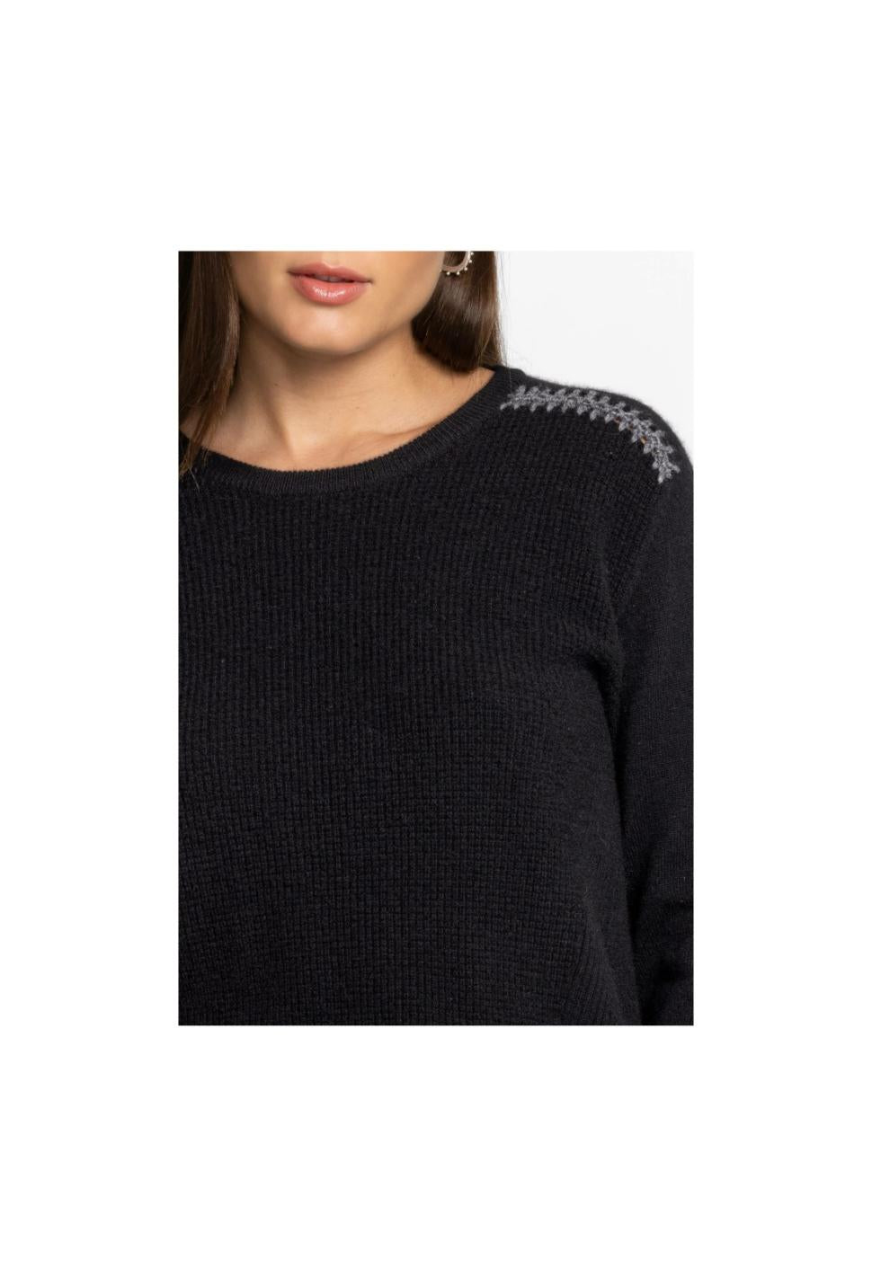 Women Tops | Johnny Was Mishika Waffle Pullover Black