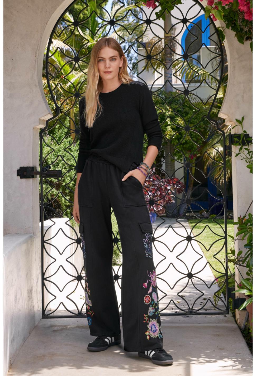 Women Tops | Johnny Was Mishika Waffle Pullover Black