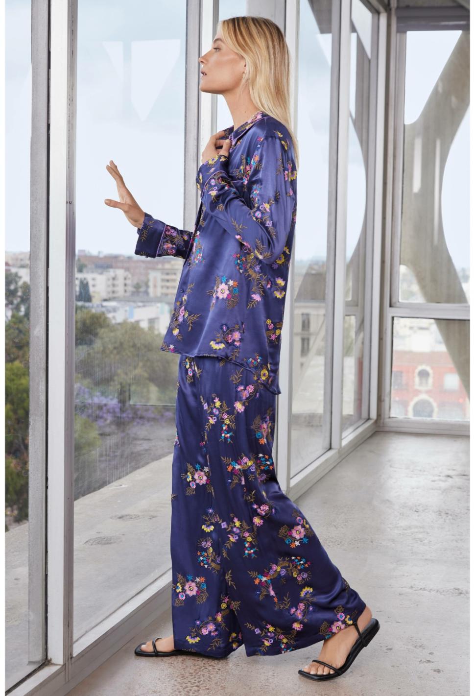 Women Tops | Johnny Was Misty Rayon Button Down Shirt Sapphire Blue