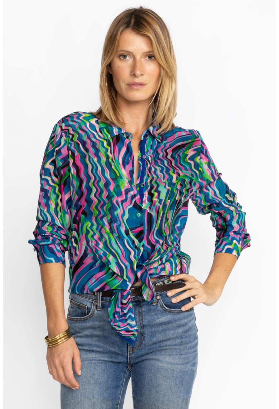 Women Tops | Johnny Was Moonwave Button Down Shirt Moonwave