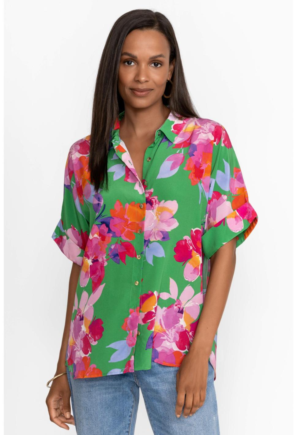 Women Tops | Johnny Was Nadine Silk Shirt Nadine