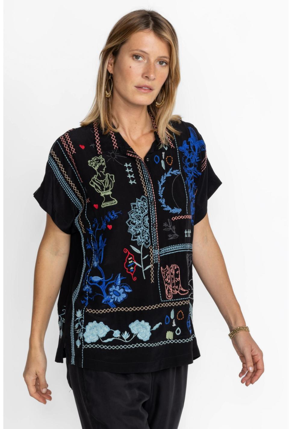 Women Tops | Johnny Was Nahmad Blouse Black