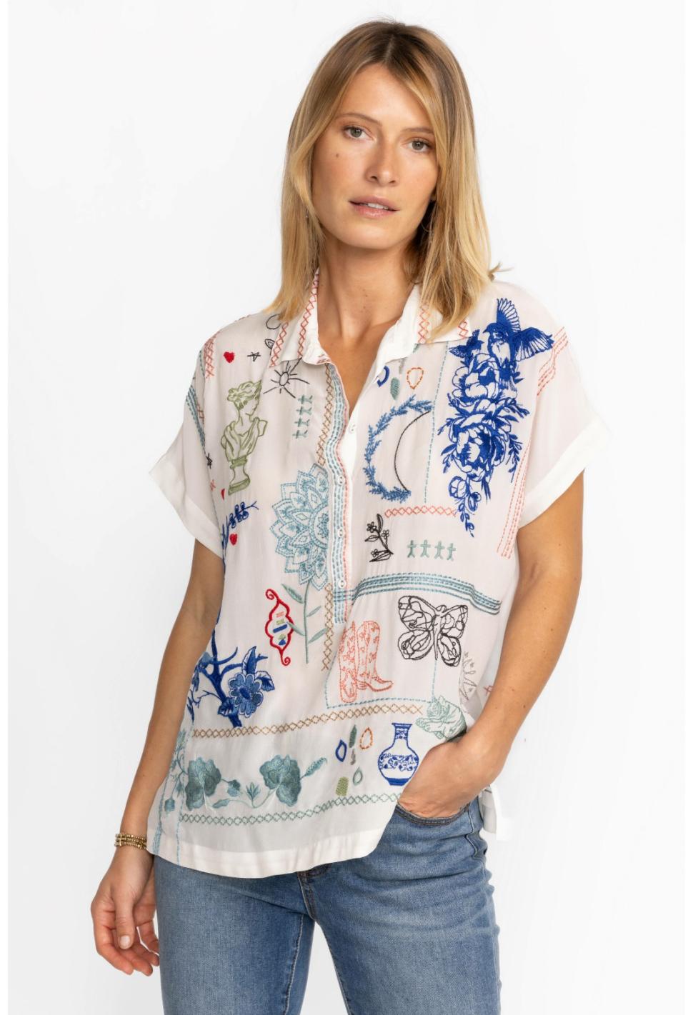 Women Tops | Johnny Was Nahmad Blouse Natural