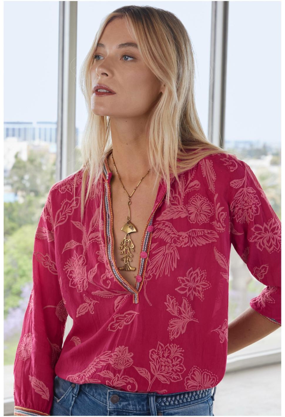 Women Tops | Johnny Was Noah Cabana Tunic Rumba Red