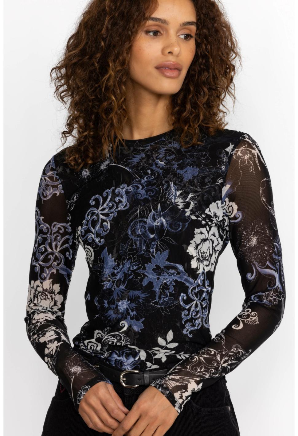 Women Tops | Johnny Was Olivia Long Sleeve Mesh Top Olive