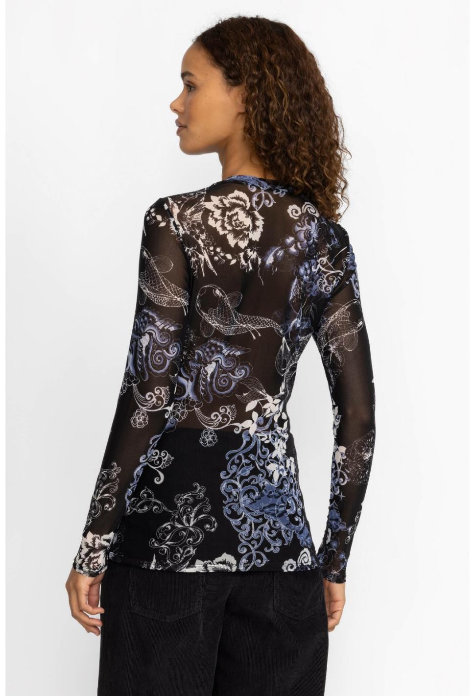 Women Tops | Johnny Was Olivia Long Sleeve Mesh Top Olive