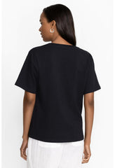 Women Tops | Johnny Was Organic Cotton Drop Shoulder Tee Black Beauty