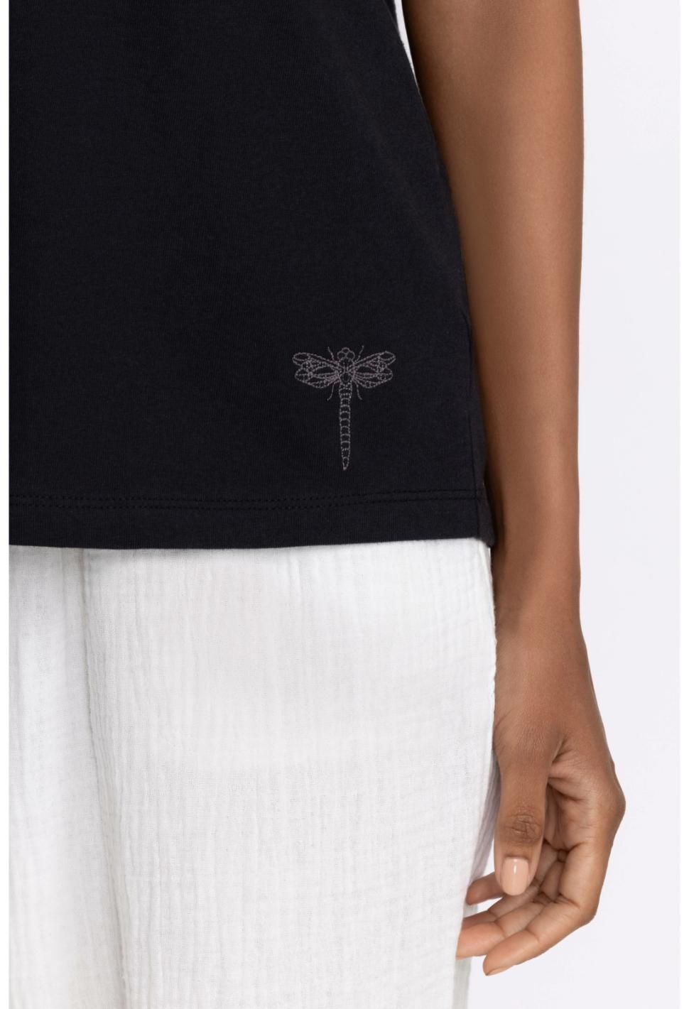 Women Tops | Johnny Was Organic Cotton Drop Shoulder Tee Black Beauty