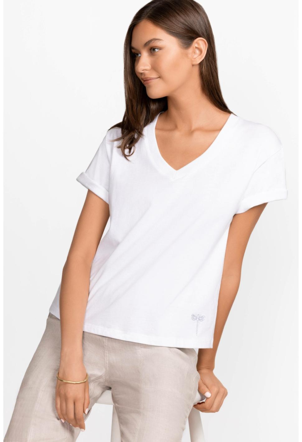 Women Tops | Johnny Was Organic Cotton Drop Shoulder Tee Bright White