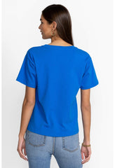 Women Tops | Johnny Was Organic Cotton Drop Shoulder Tee Princess Blue Garden Vines