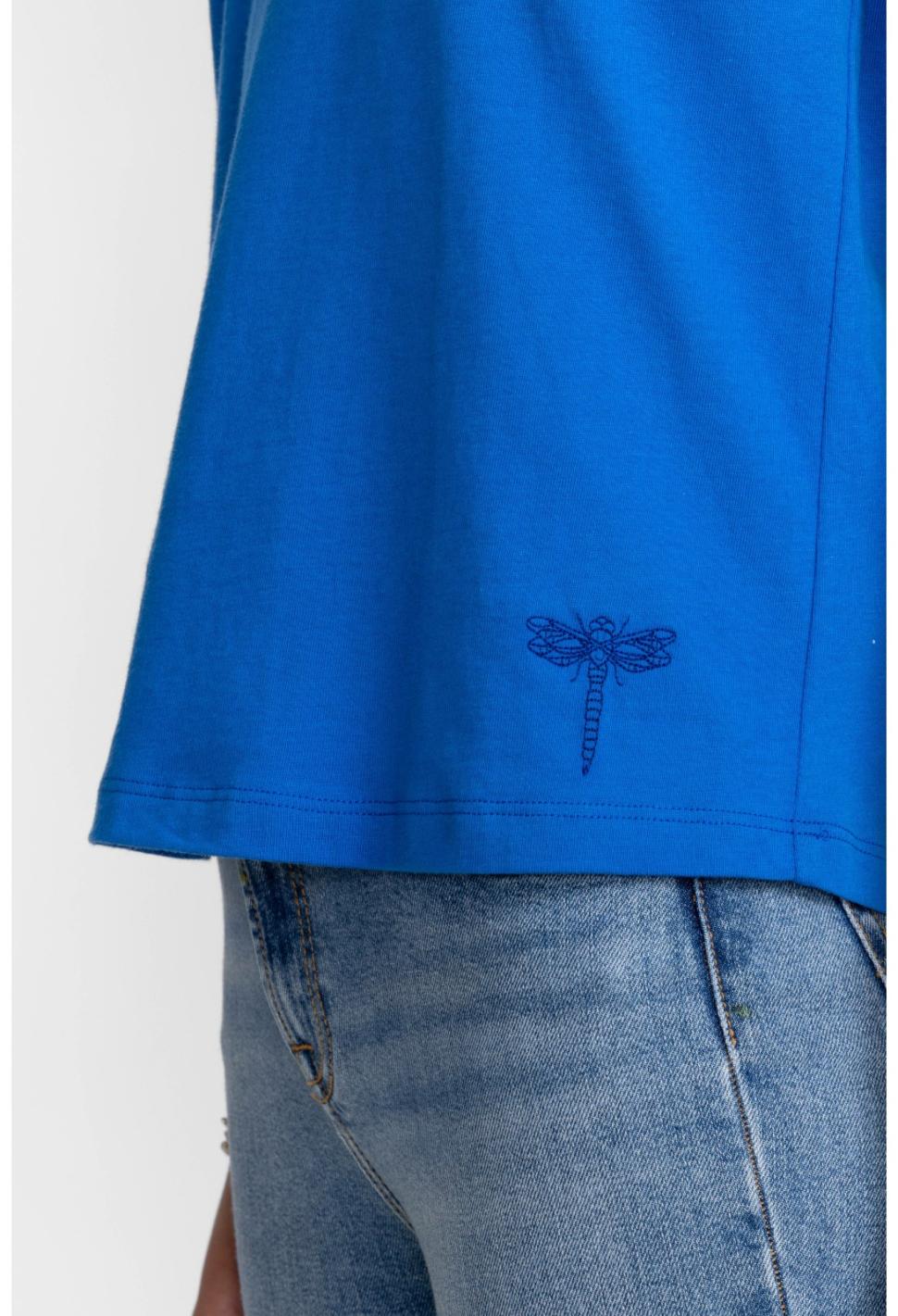 Women Tops | Johnny Was Organic Cotton Drop Shoulder Tee Princess Blue Garden Vines