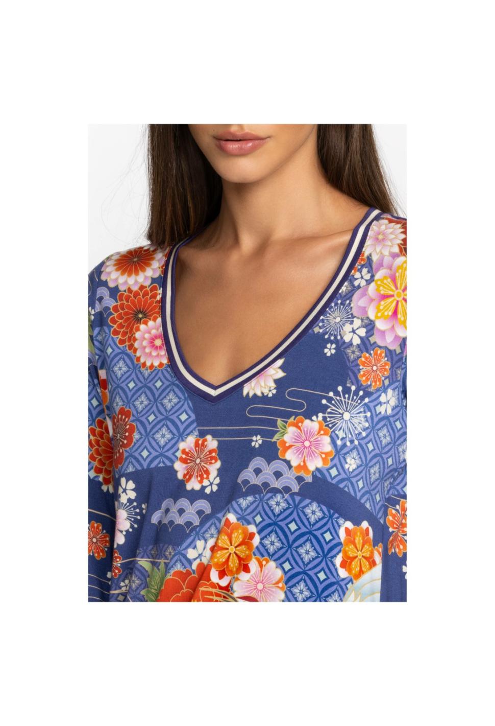 Women Tops | Johnny Was Pajaro Favorite 3/4 Sleeve V-Neck Tee Pajaro