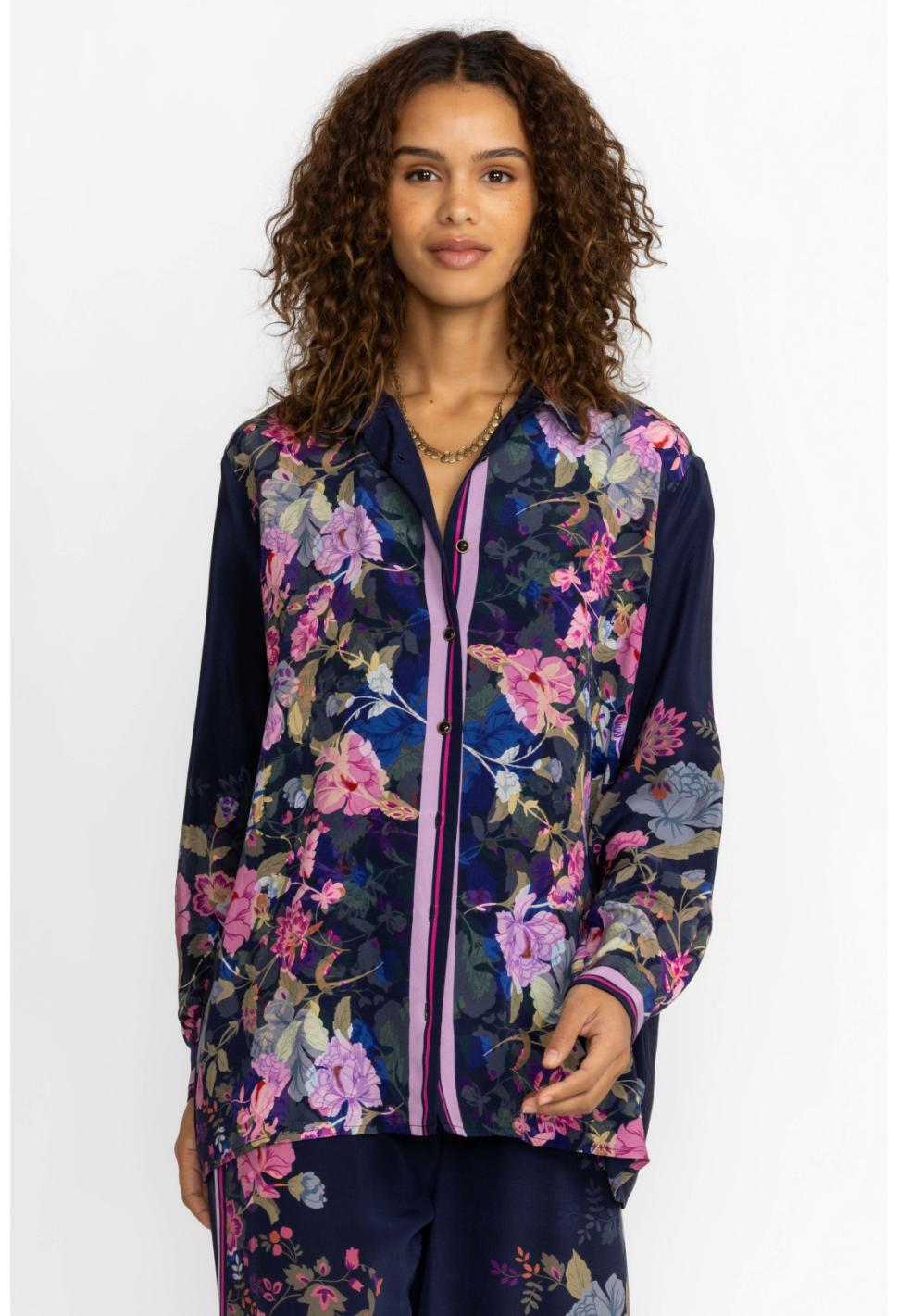 Women Tops | Johnny Was Petite Valeria Silk Button Down Shirt Valeria