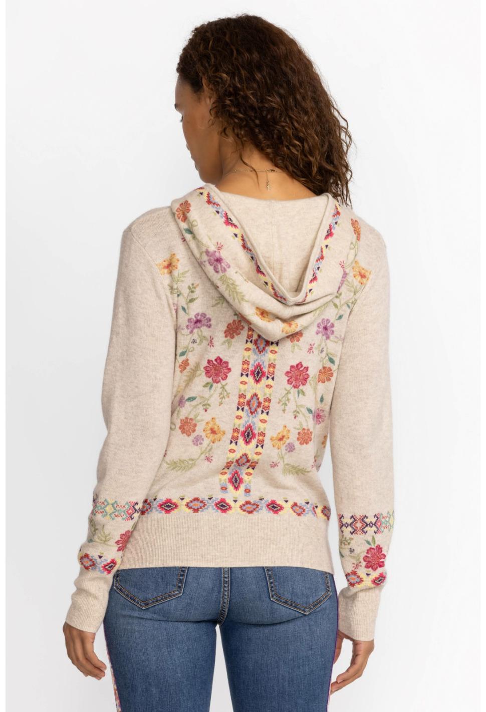 Women Tops | Johnny Was Phoebe Cashmere Hoodie Heather Ecru