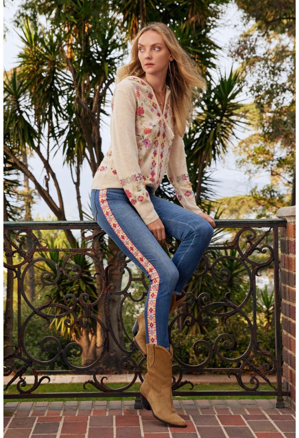 Women Tops | Johnny Was Phoebe Cashmere Hoodie Heather Ecru