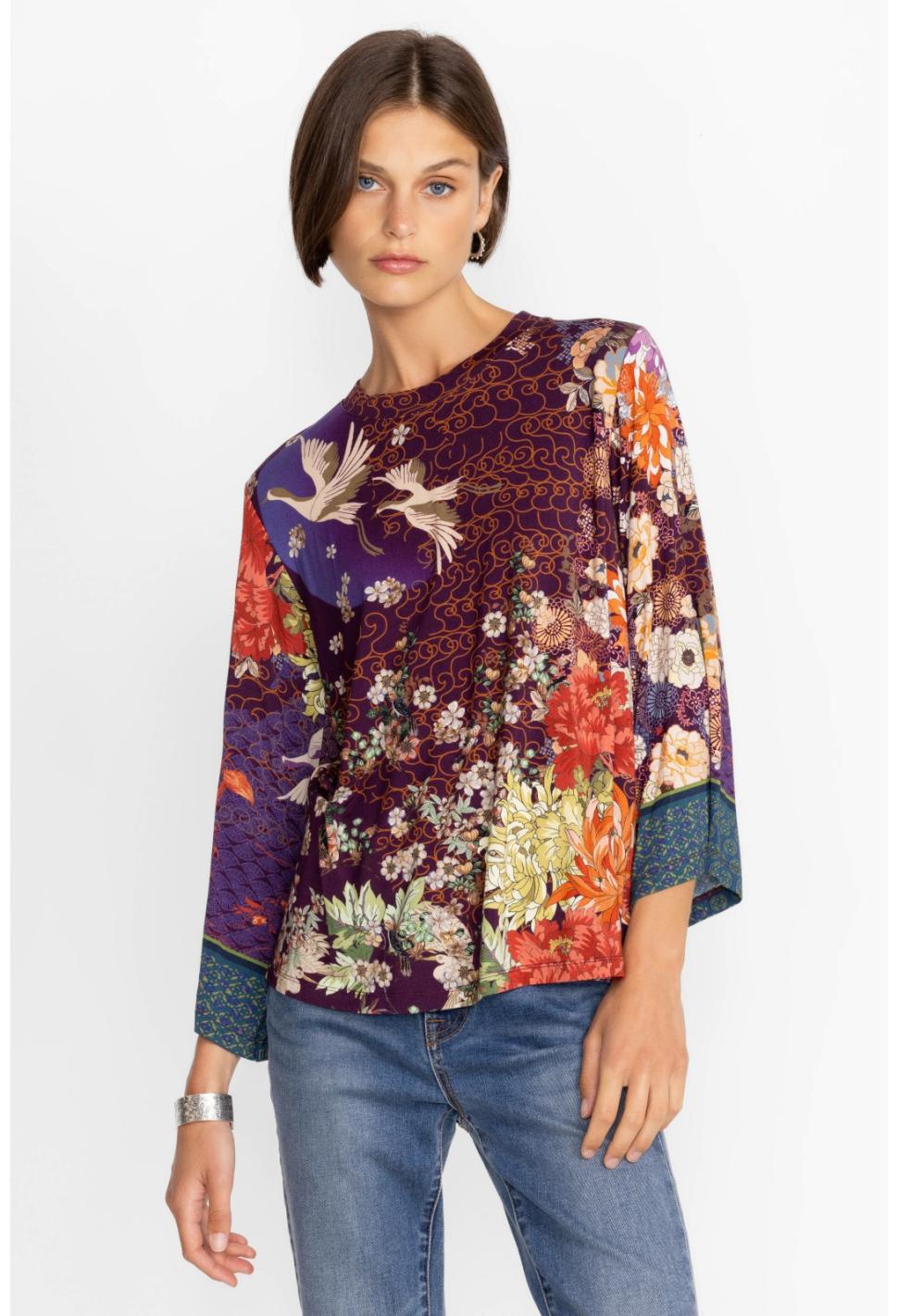 Women Tops | Johnny Was Phoenix Kimono Sleeve Tee Phoenix