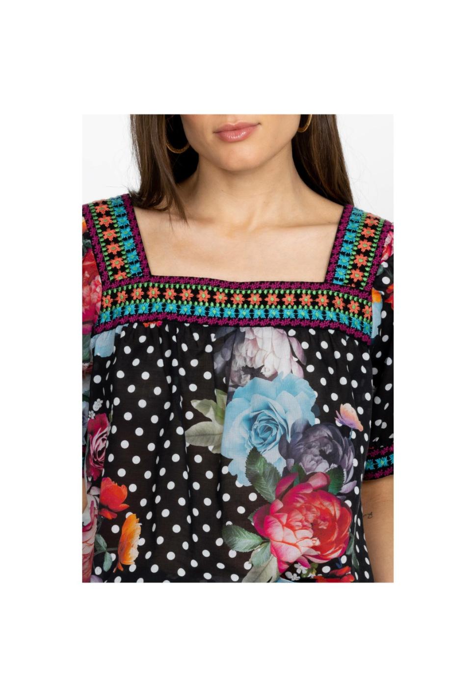 Women Tops | Johnny Was Polkalona Square Neck Park Blouse Polkalona