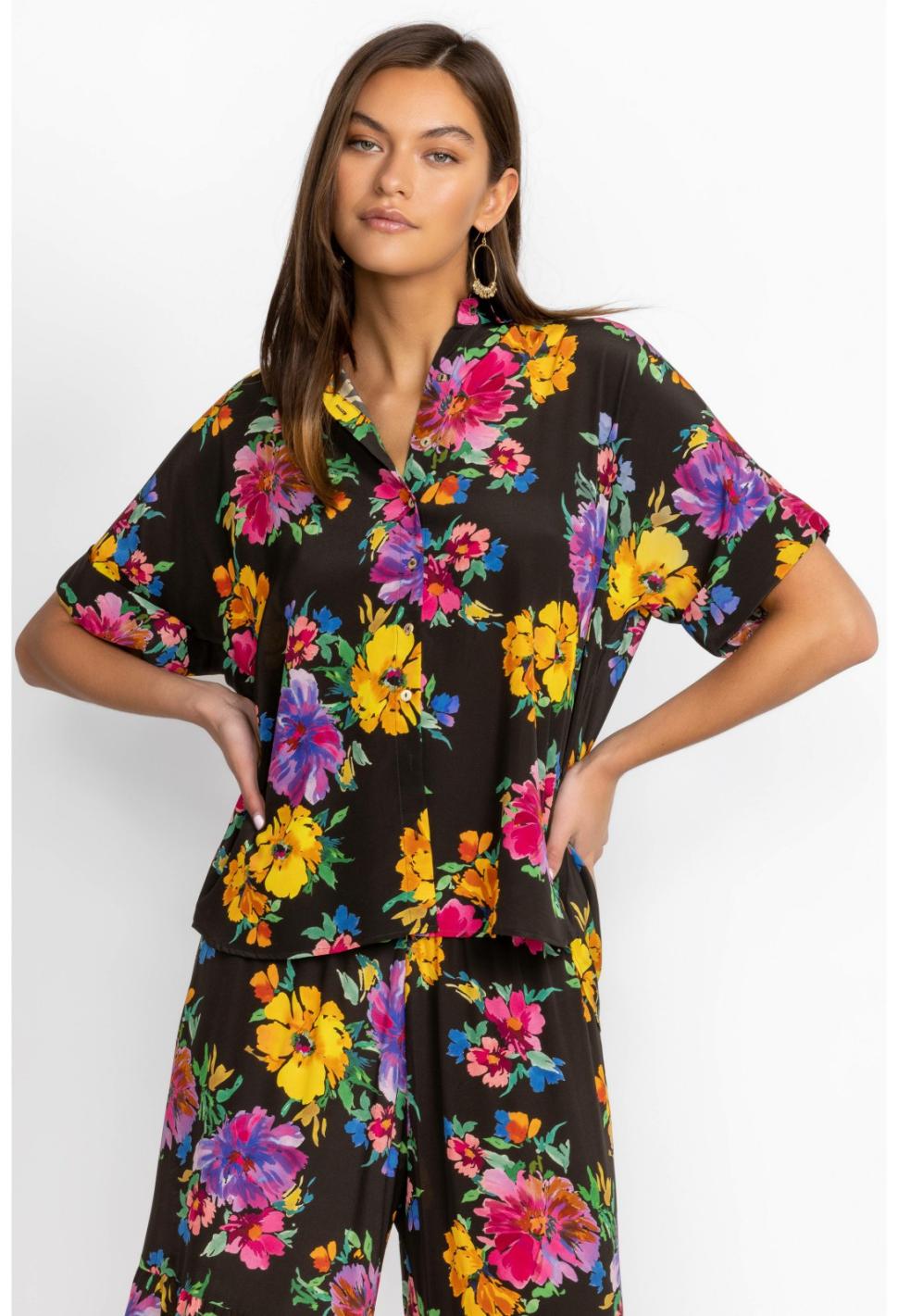 Women Tops | Johnny Was Poppy Silk Shirt Poppy