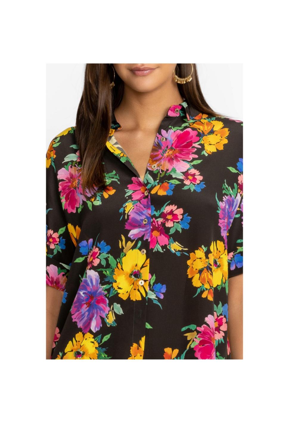 Women Tops | Johnny Was Poppy Silk Shirt Poppy