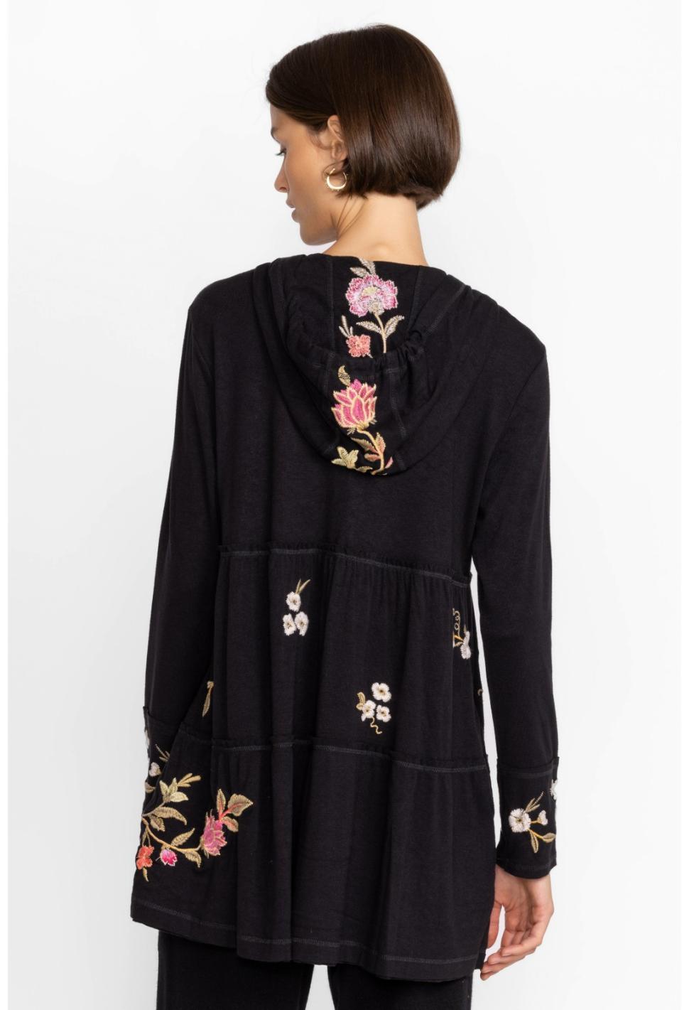 Women Tops | Johnny Was Quinn Cozy Tiered Hoodie Black