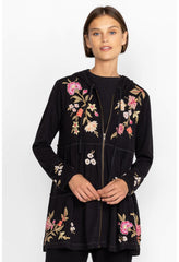 Women Tops | Johnny Was Quinn Cozy Tiered Hoodie Black