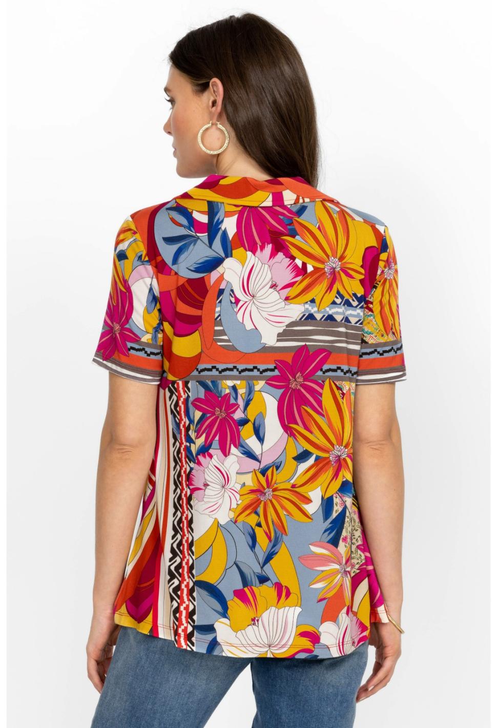 Women Tops | Johnny Was Rachel May Short Sleeve Swing Polo Rachel May