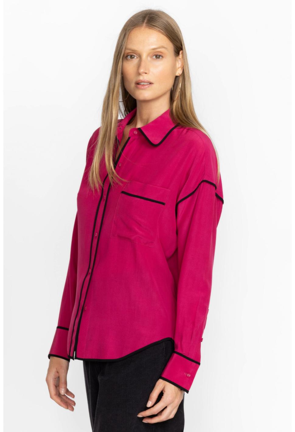 Women Tops | Johnny Was Relaxed Button Down With Piping Vivacious