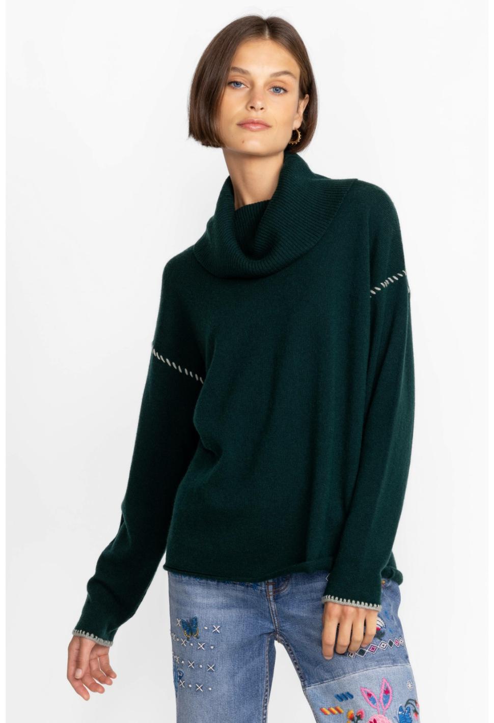 Women Tops | Johnny Was Rhode Cowl Neck Sweater Emerald