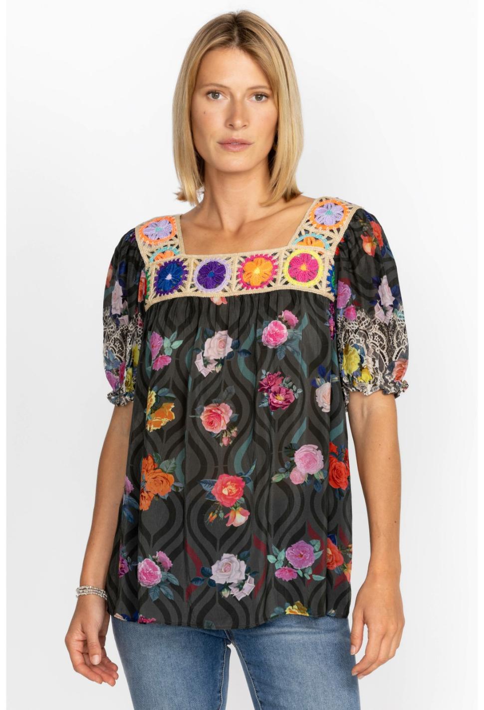 Women Tops | Johnny Was Rose Lace Tristan Blouse Rose Lace