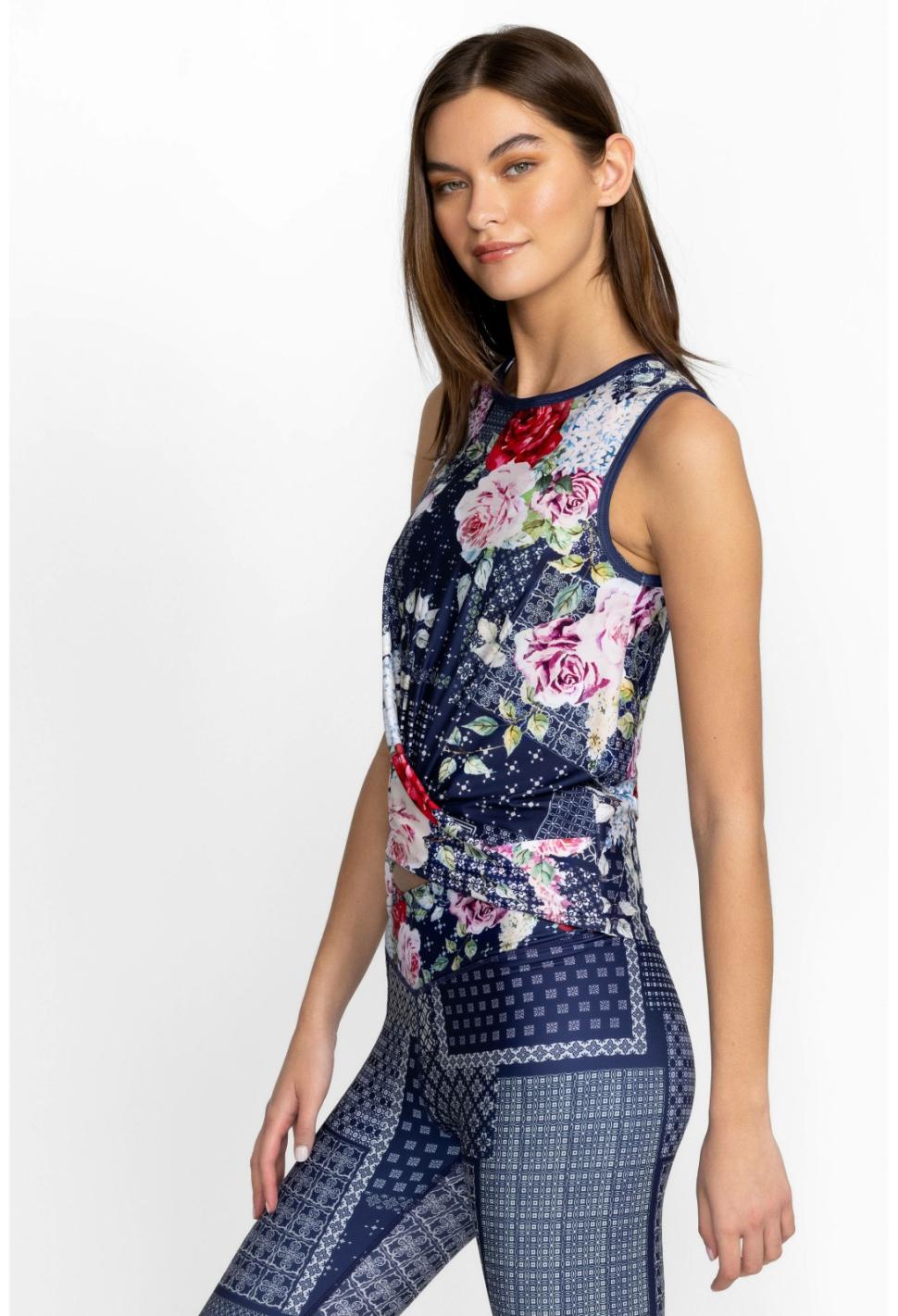 Women Tops | Johnny Was Rose Patch Crossover Tank Rose Patch