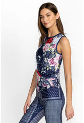 Women Tops | Johnny Was Rose Patch Crossover Tank Rose Patch