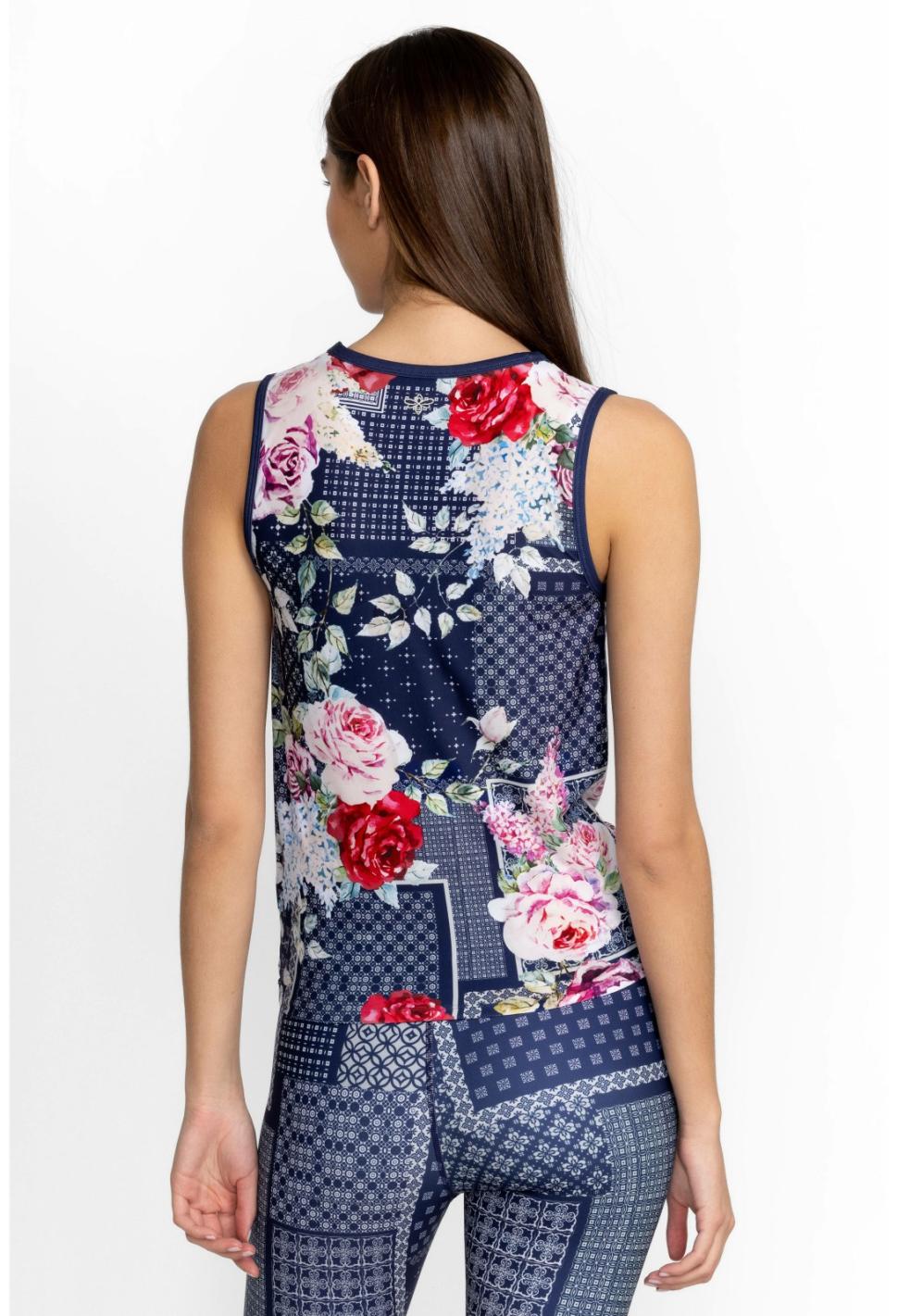 Women Tops | Johnny Was Rose Patch Crossover Tank Rose Patch