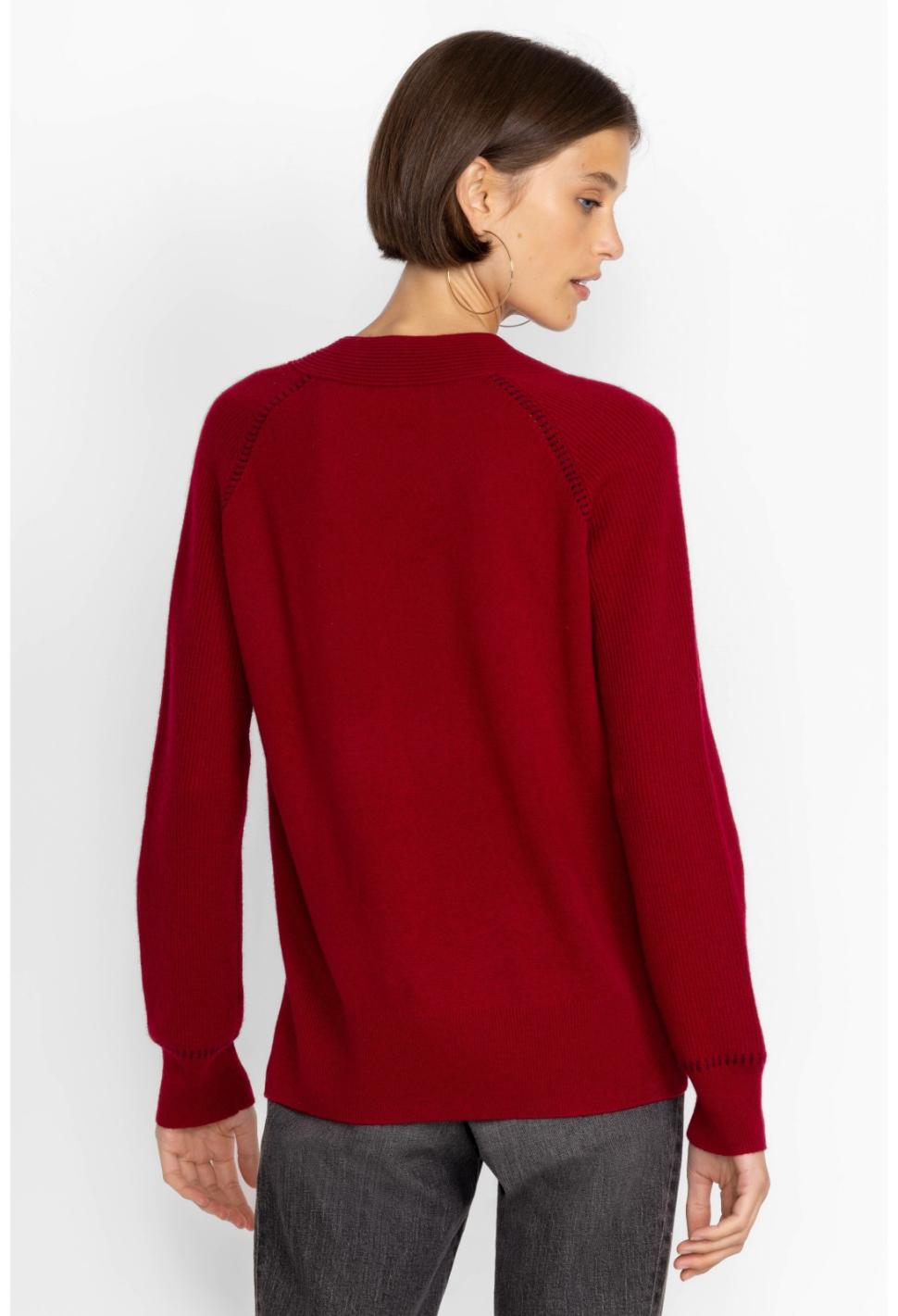 Women Tops | Johnny Was Sally Cashmere Whipstitch Sweater Red