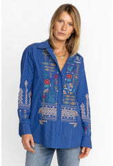 Women Tops | Johnny Was Scara Oversized Yoke Shirt Stripe