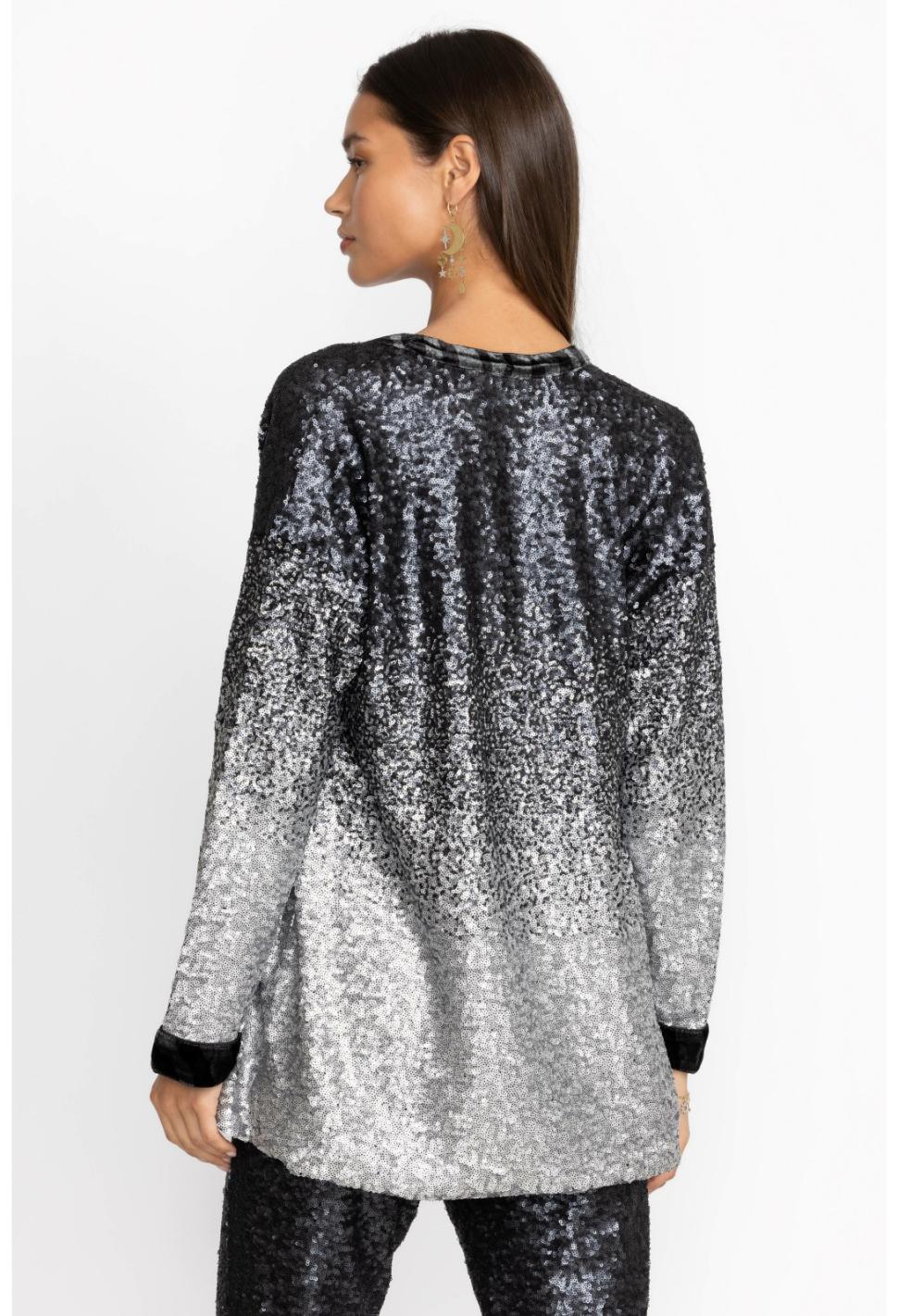 Women Tops | Johnny Was Sequin Black Button Up Black