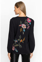 Women Tops | Johnny Was Sidonia Bishop Sleeve Sequin Tee Black