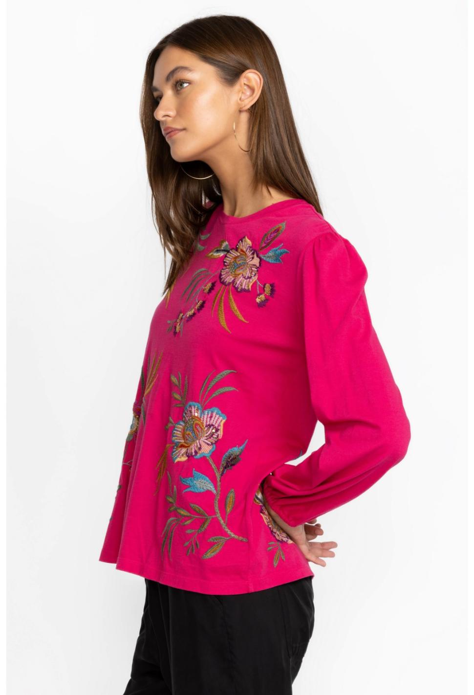 Women Tops | Johnny Was Sidonia Bishop Sleeve Sequin Tee Vivacious