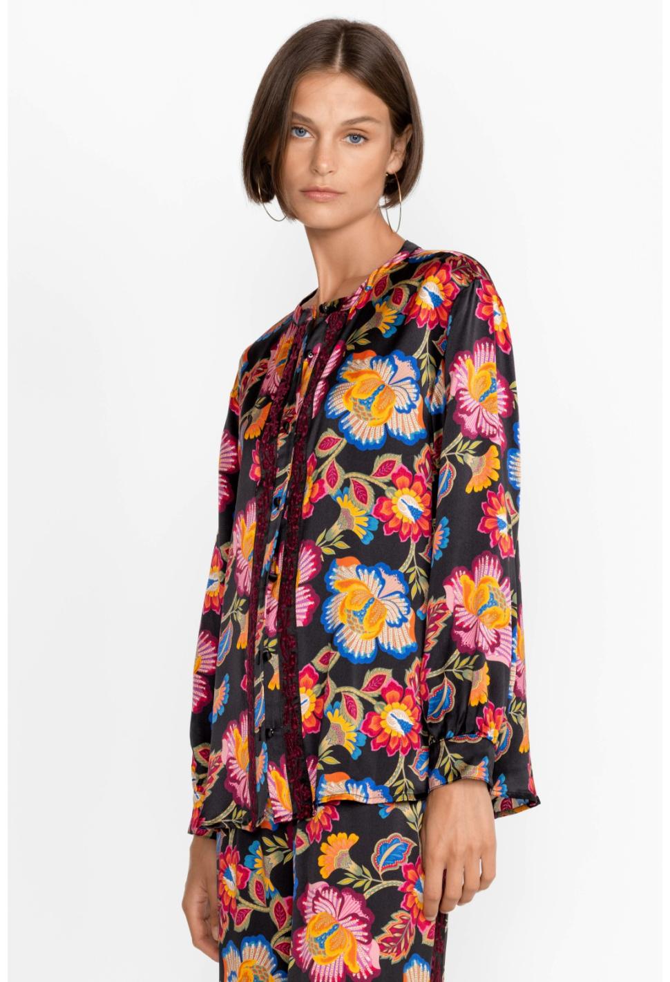 Women Tops | Johnny Was Sidonia Mandarin Button Down Shirt Sidonia