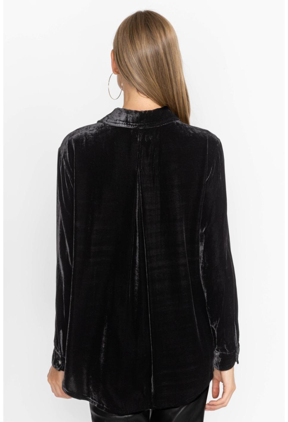 Women Tops | Johnny Was Sidonia Velvet Oversized Pleat Shirt Black