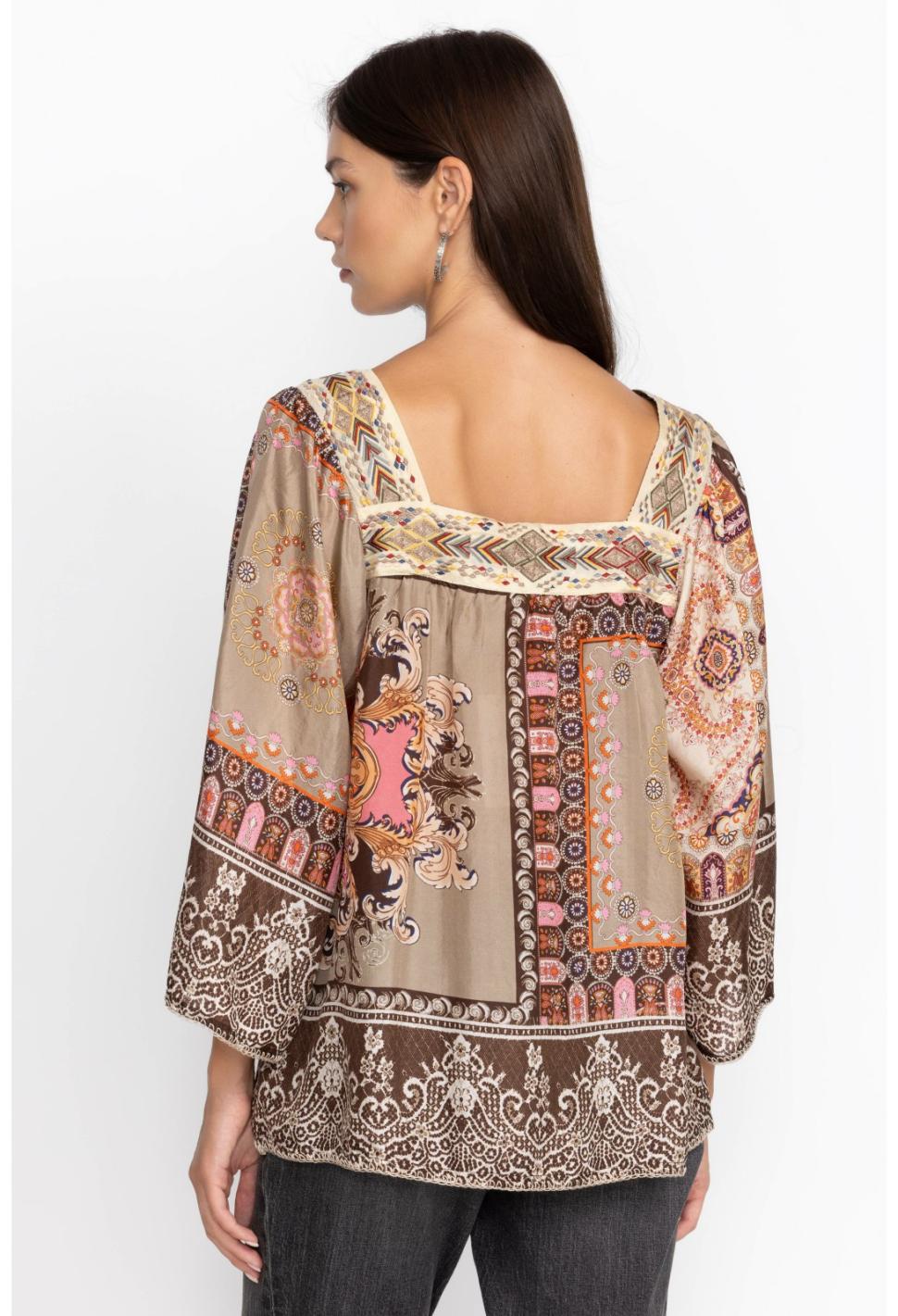 Women Tops | Johnny Was Square Neckline Blouse Flora Lace